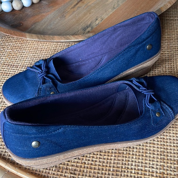 Shoes Navy Betty Cork Wedge Memory Deluxe